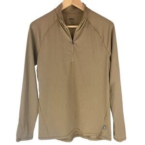 REI CO-OP Men's Lightweight Base Layer Half-Zip Top UPF 50+ Olive Brown Size S